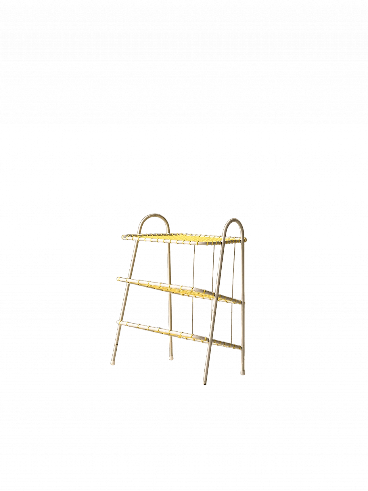 Magazine rack in metal and yellow rubber, 1960s 12