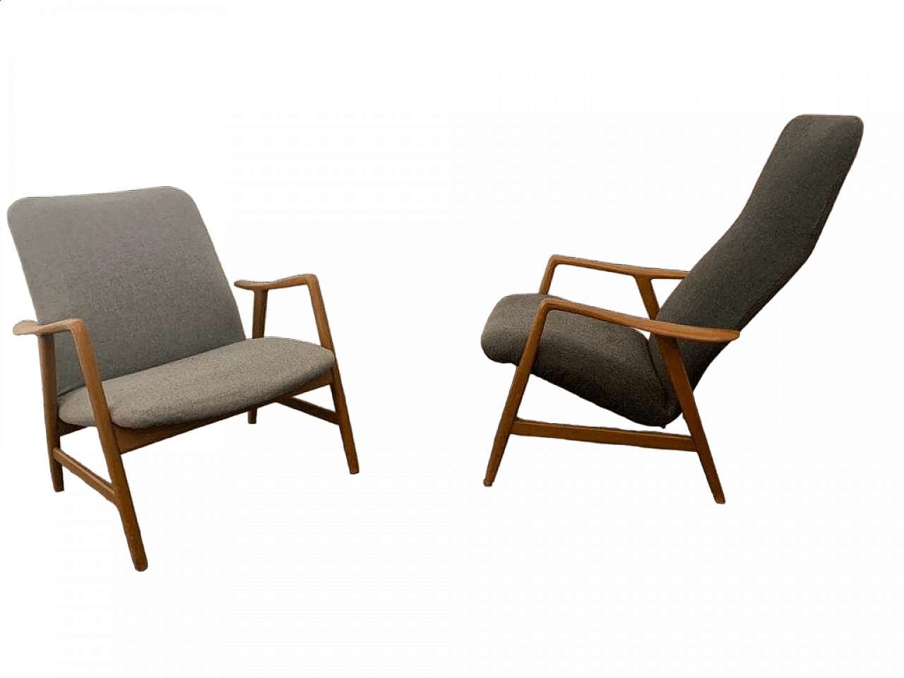 Pair of beech armchairs by Pizzetti, 1960s 13