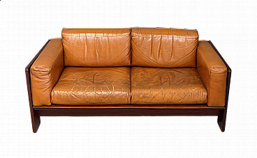 Bastiano sofa in wood and leather by Afra & Tobia Scarpa for Gavina, 1960s
