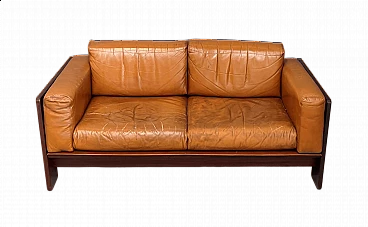 Bastiano sofa in wood and leather by Afra & Tobia Scarpa for Gavina, 1960s