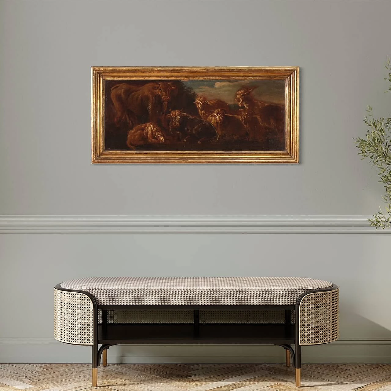 Grazing animals, oil painting on canvas, second half of the 17th century 17