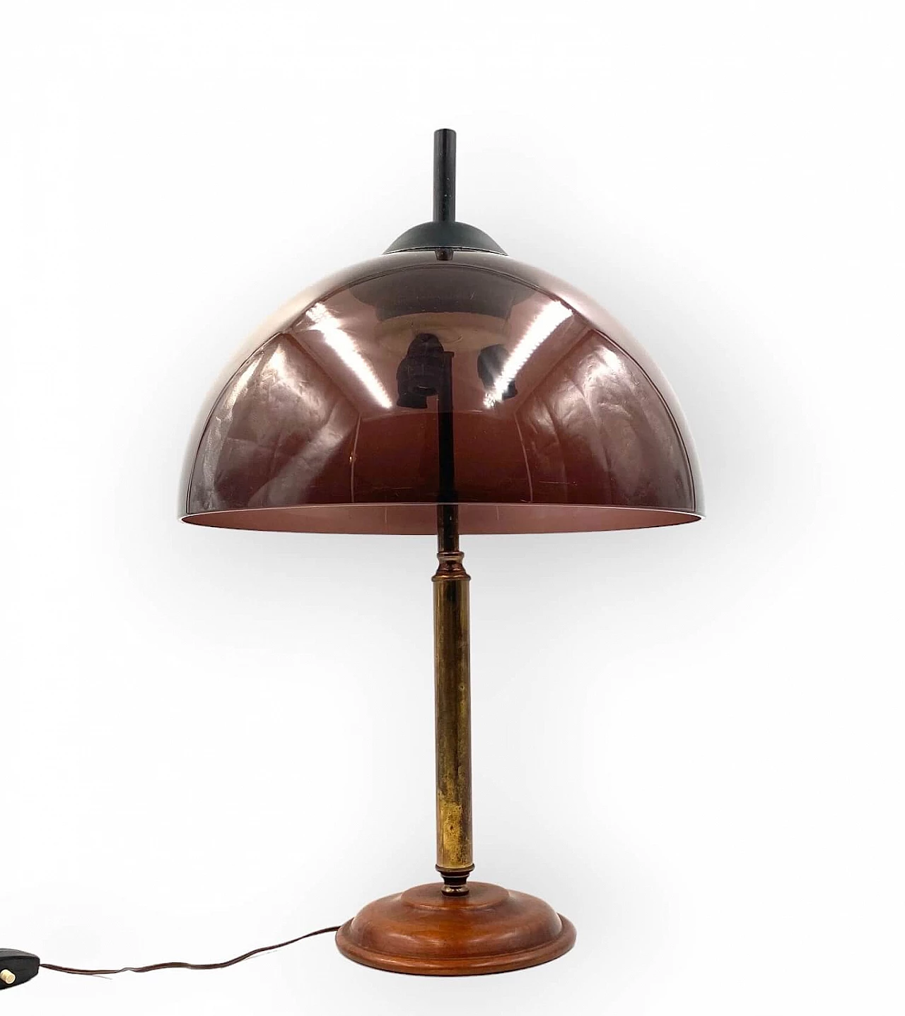 Lampada da tavolo in legno, ottone e perspex di Stilux, anni '50 2