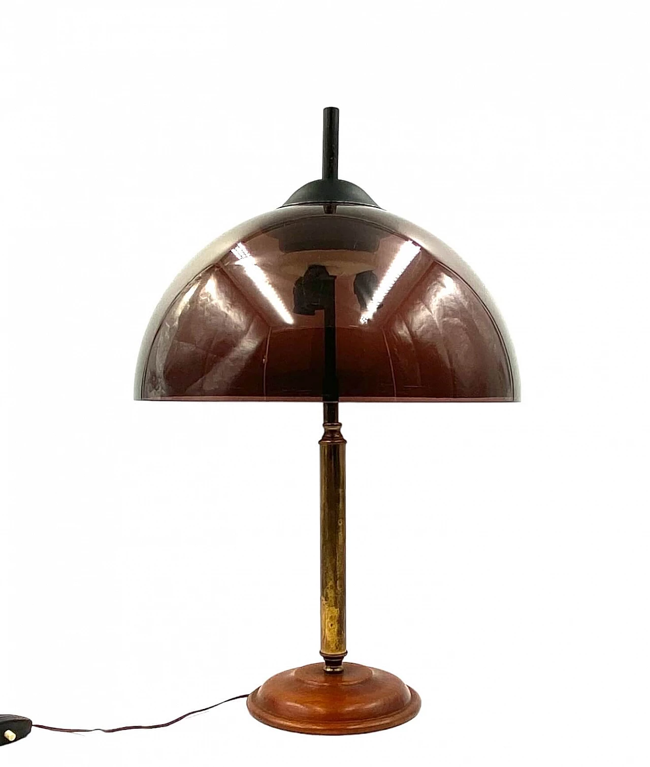 Lampada da tavolo in legno, ottone e perspex di Stilux, anni '50 5