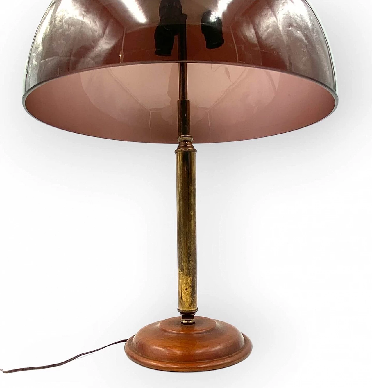 Lampada da tavolo in legno, ottone e perspex di Stilux, anni '50 6