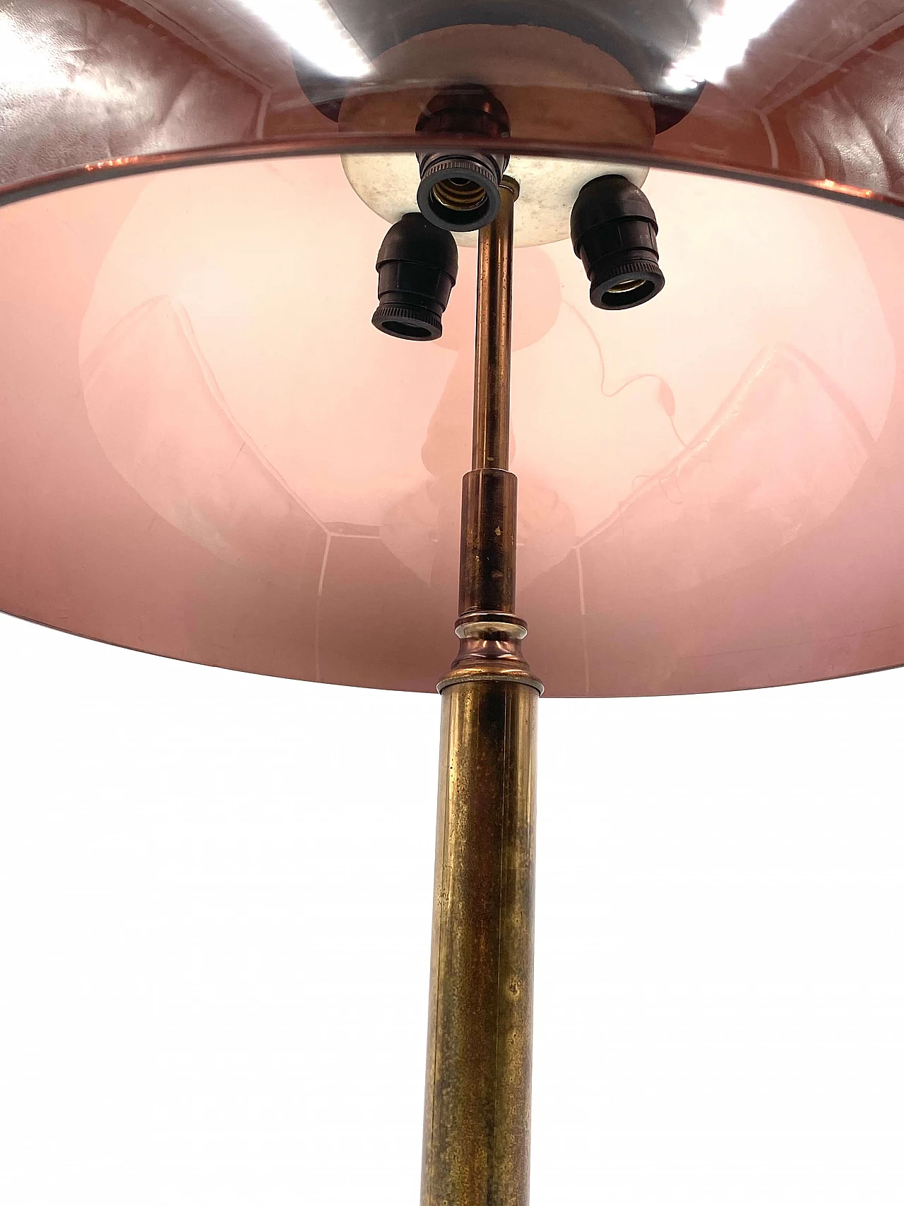 Lampada da tavolo in legno, ottone e perspex di Stilux, anni '50 10