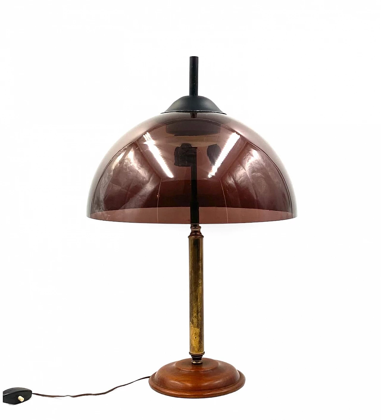 Lampada da tavolo in legno, ottone e perspex di Stilux, anni '50 11