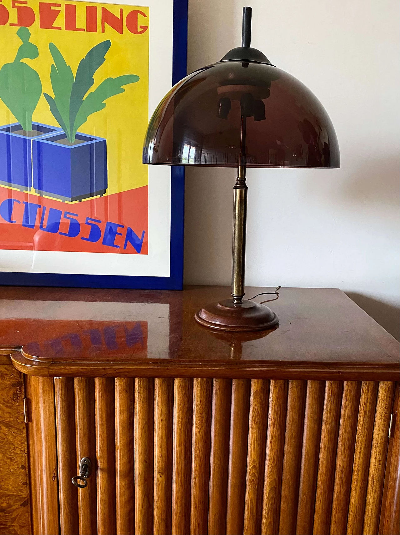 Wood, brass and perspex table lamp by Stilux, 1950s 14