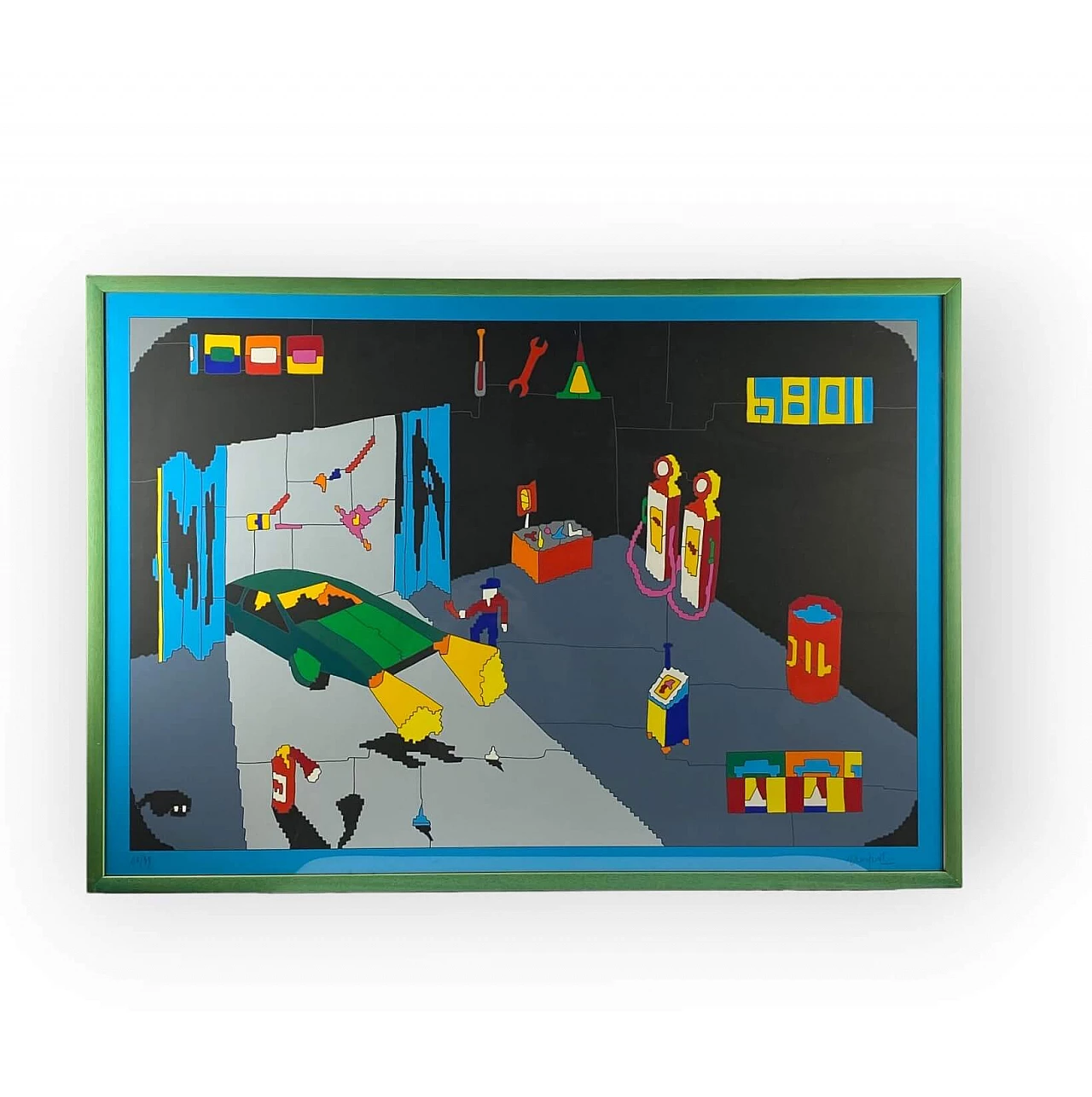 Ugo Nespolo, Garage, screen print, 1980s 1