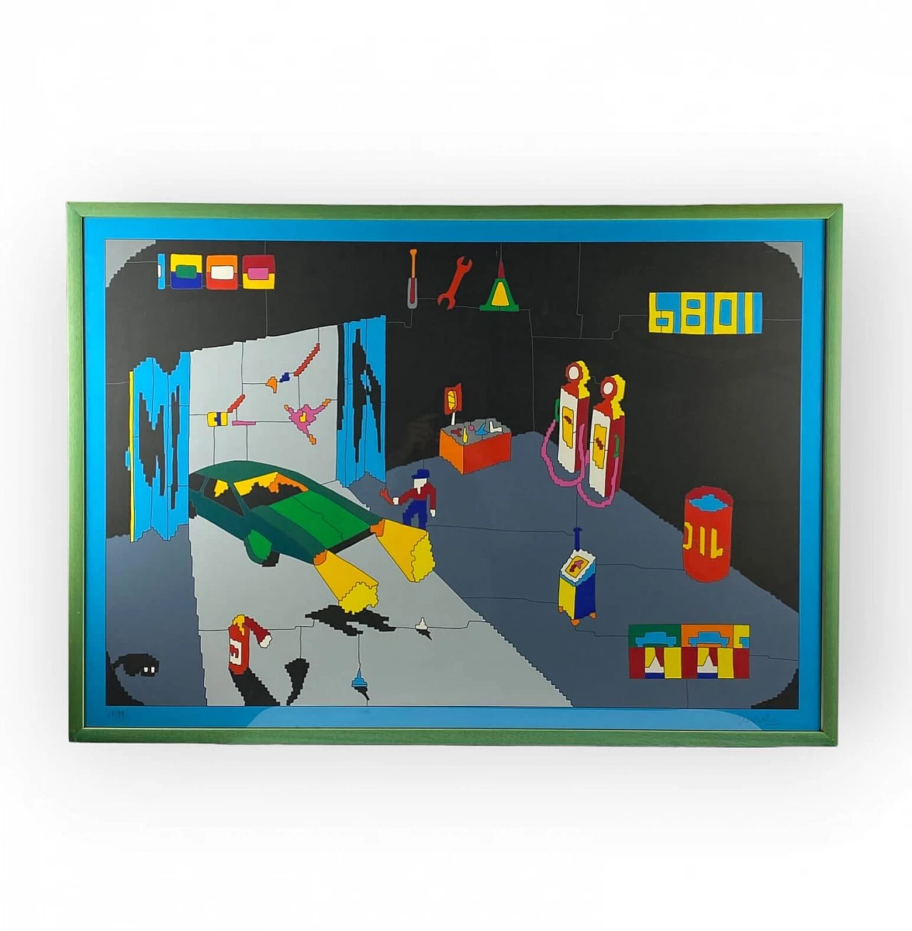 Ugo Nespolo, Garage, screen print, 1980s 3