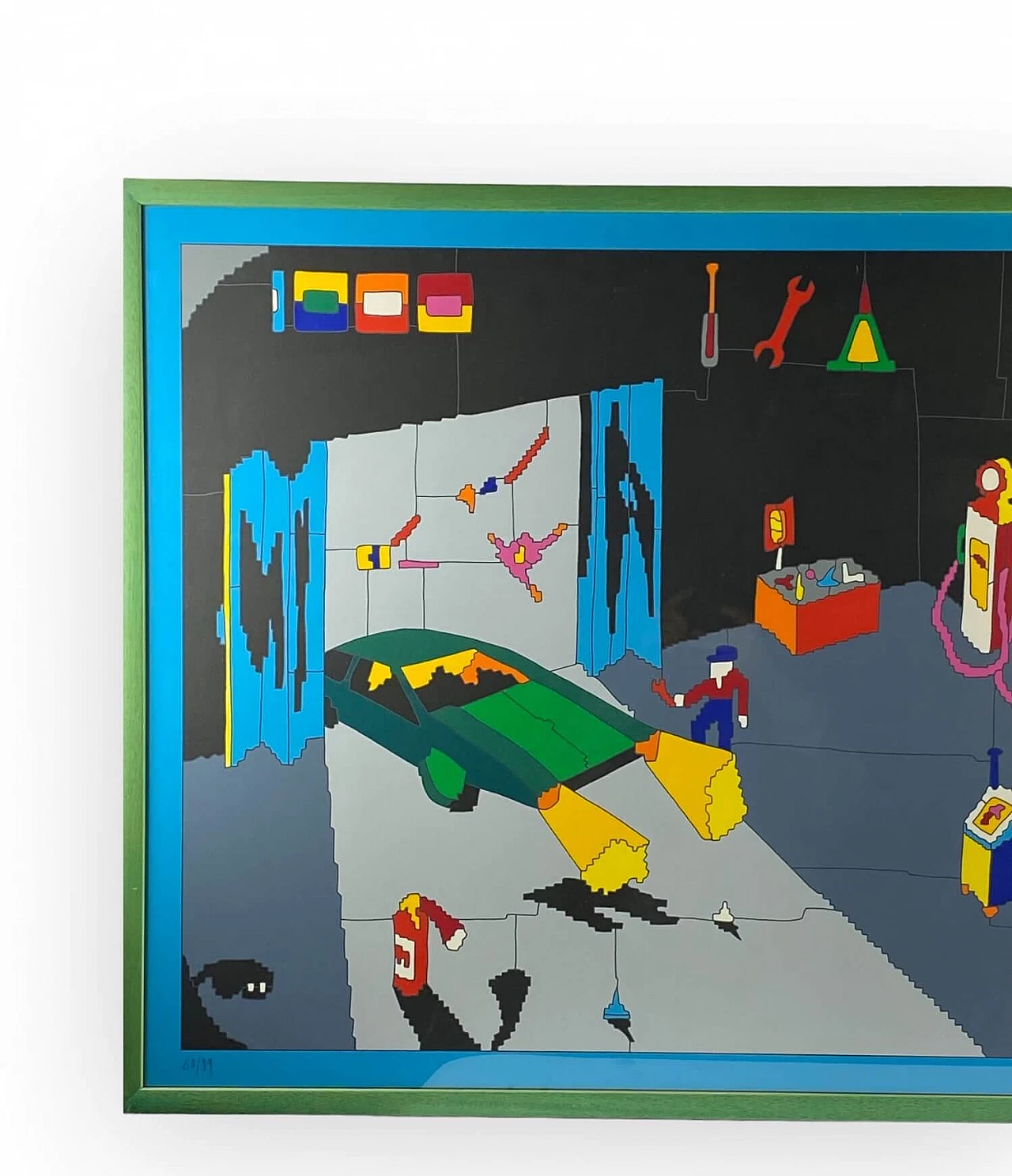 Ugo Nespolo, Garage, screen print, 1980s 6