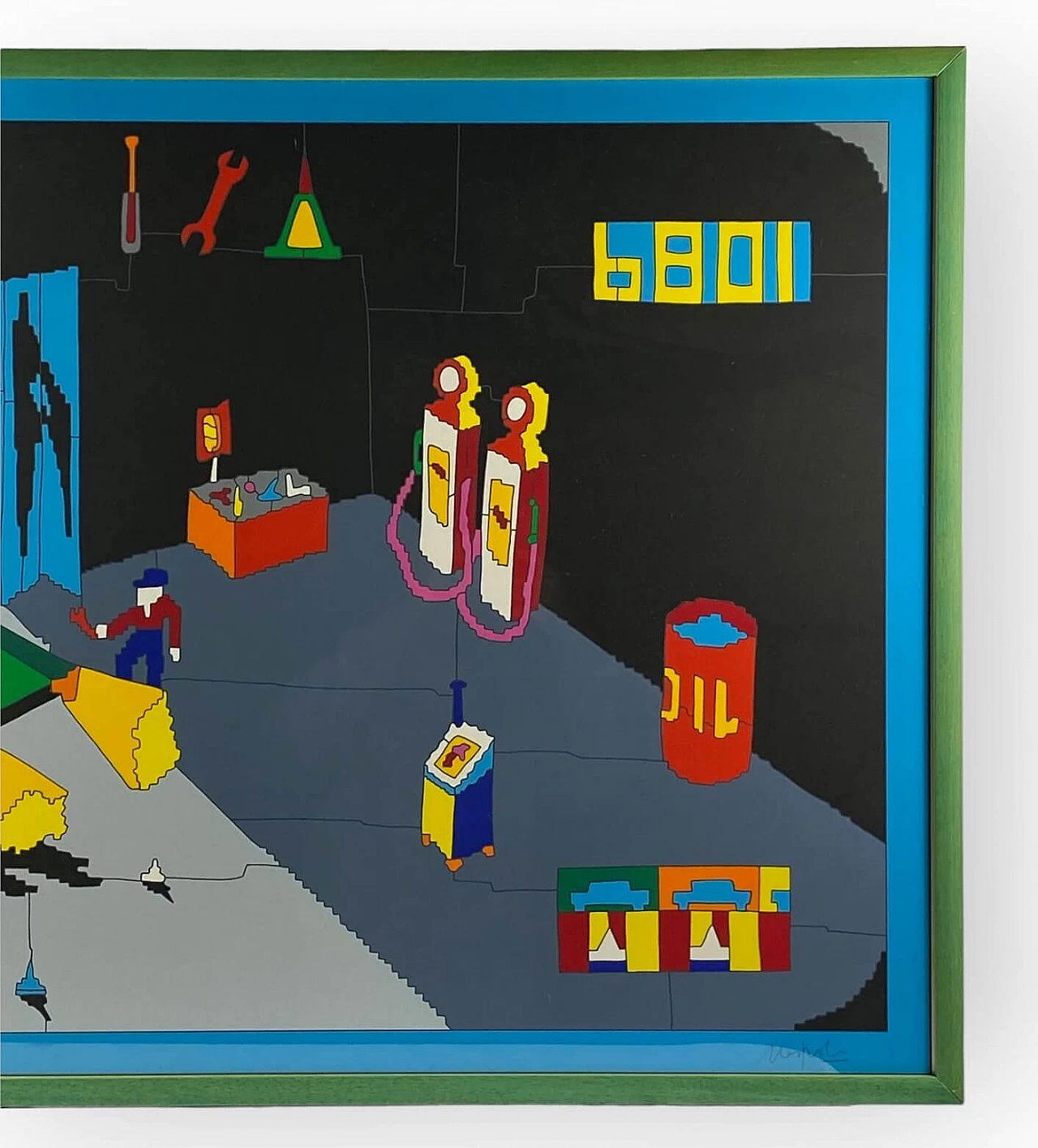 Ugo Nespolo, Garage, screen print, 1980s 8