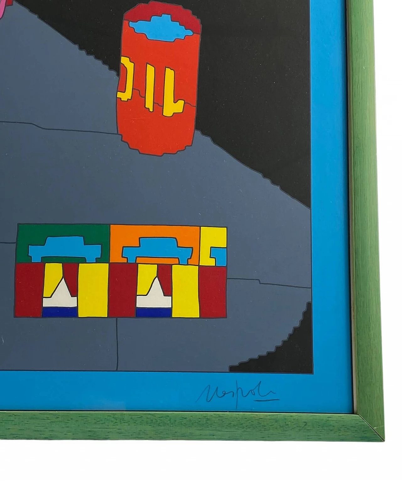 Ugo Nespolo, Garage, screen print, 1980s 11