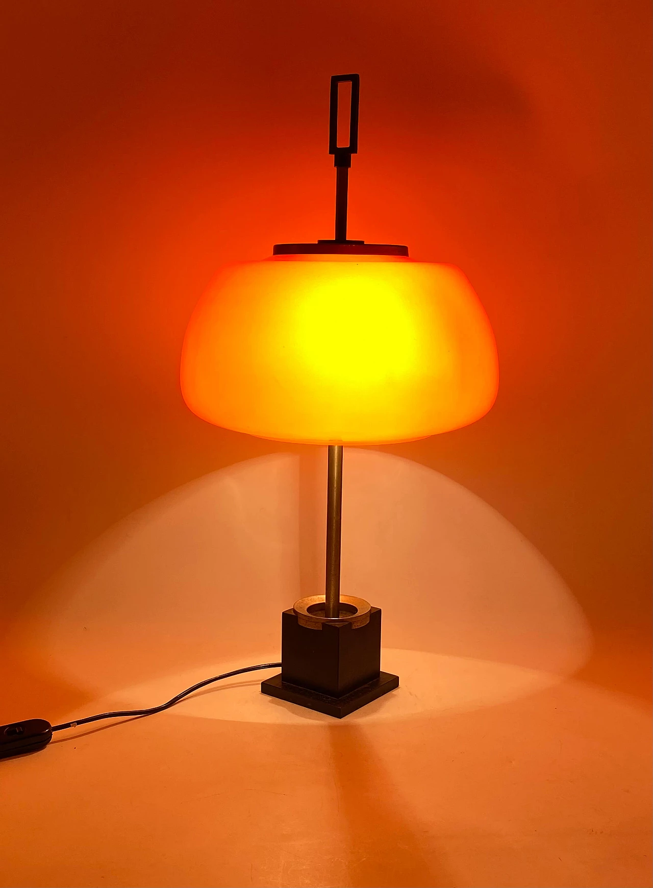 Cast iron, steel and glass table lamp by Oscar Torlasco for Lumi, 1960s 15