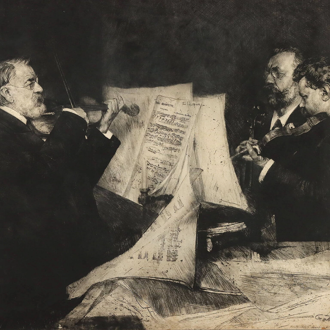 Ferdinand Schmutzer, Joachim Quartet, acquaforte, 1904 1