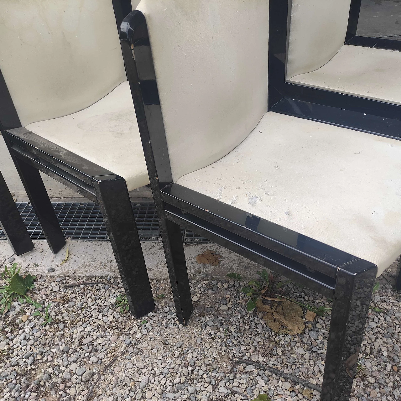 6 Sedie in legno laccato nero, anni '80 5