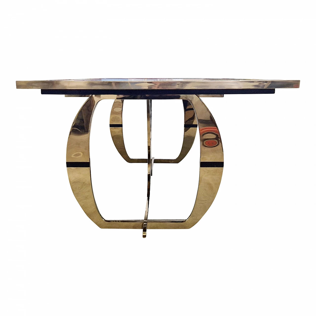 Mondrian-style brass and multicolored Murano glass table, 1980s 4