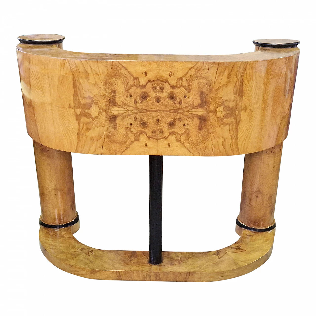 Art Deco style birch-root and eco-leather desk, 1980s 6