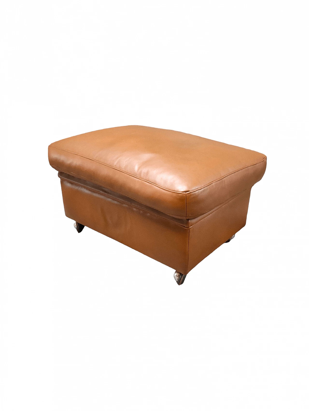 Coppia di poltrone e pouf in pelle di Poltrona Frau, anni '80 7