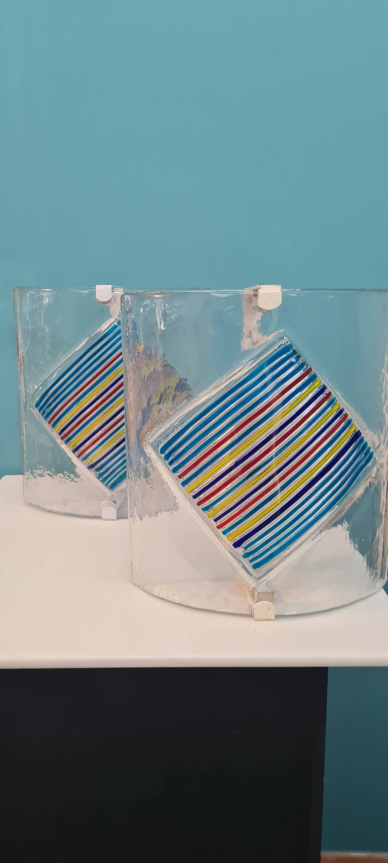 Pair of Murano glass wall lights by De Mayo, 1970s 1