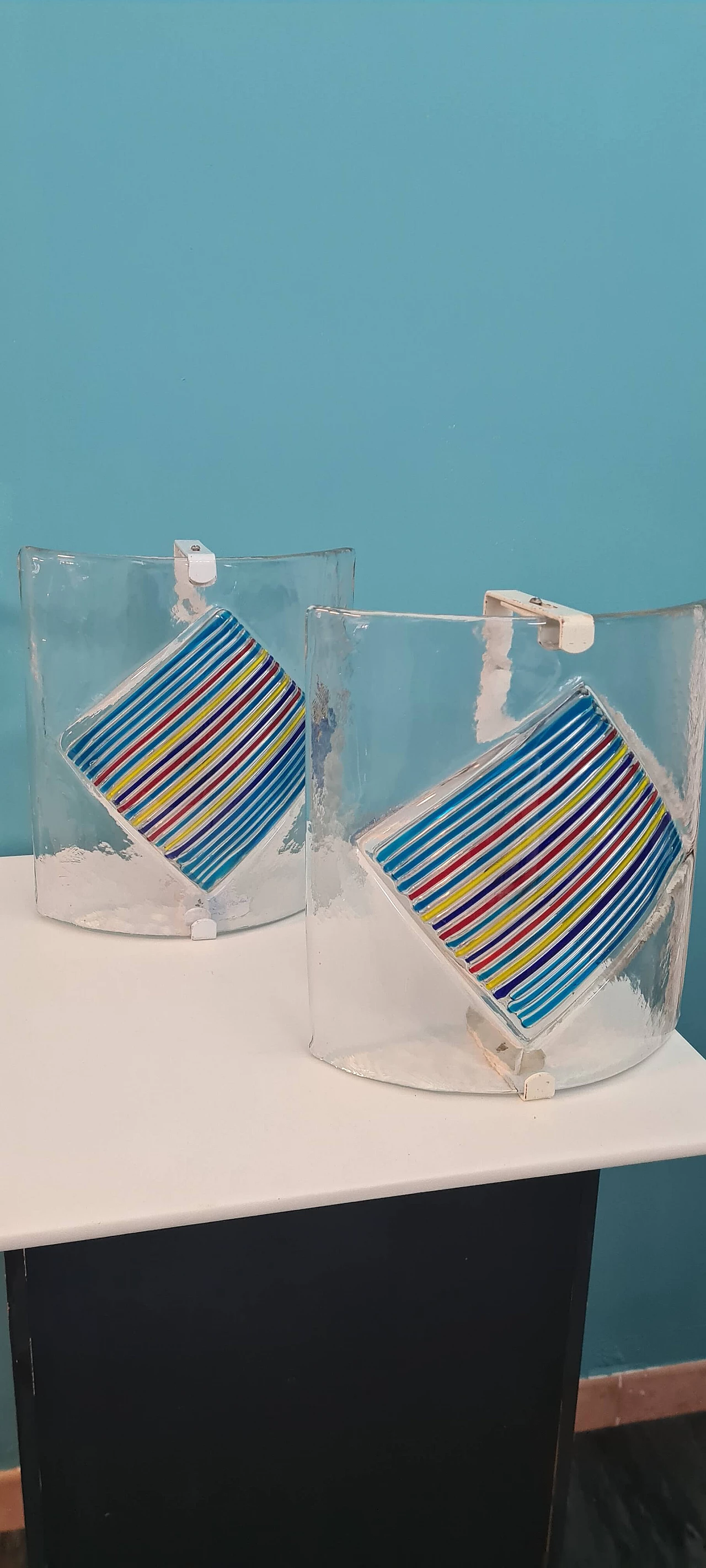 Pair of Murano glass wall lights by De Mayo, 1970s 2