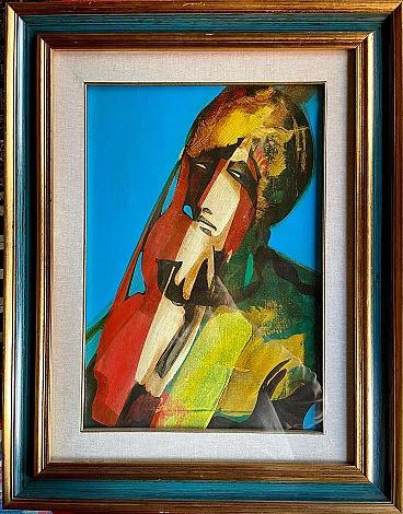 Alfio Rapisardi, ritratto femminile, dipinto a olio su tela, anni '70