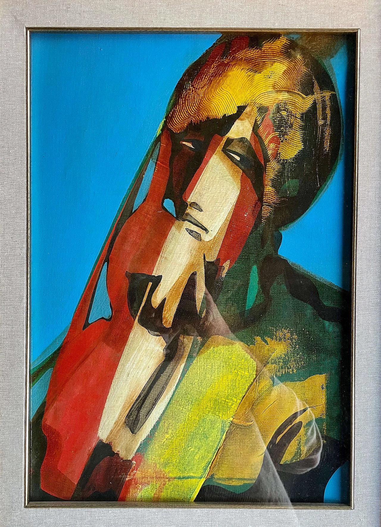 Alfio Rapisardi, female portrait, oil painting on canvas, 1970s 3