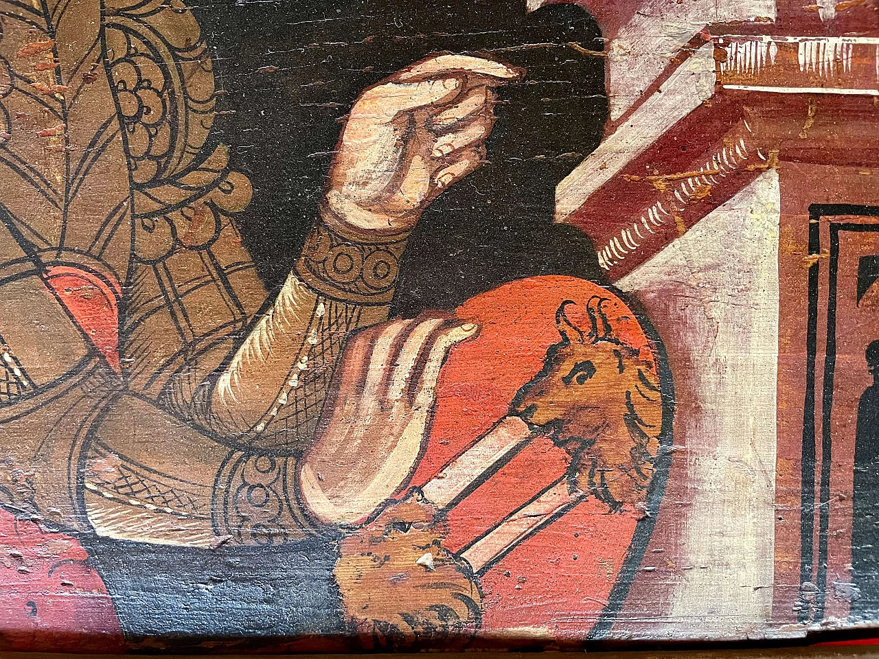 Coppia di dipinti di guerrieri, tempera su tavola, inizio '600 9