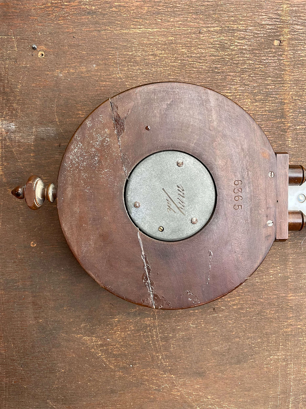 Barometro in legno, ceramica e ottone, inizio '900 8