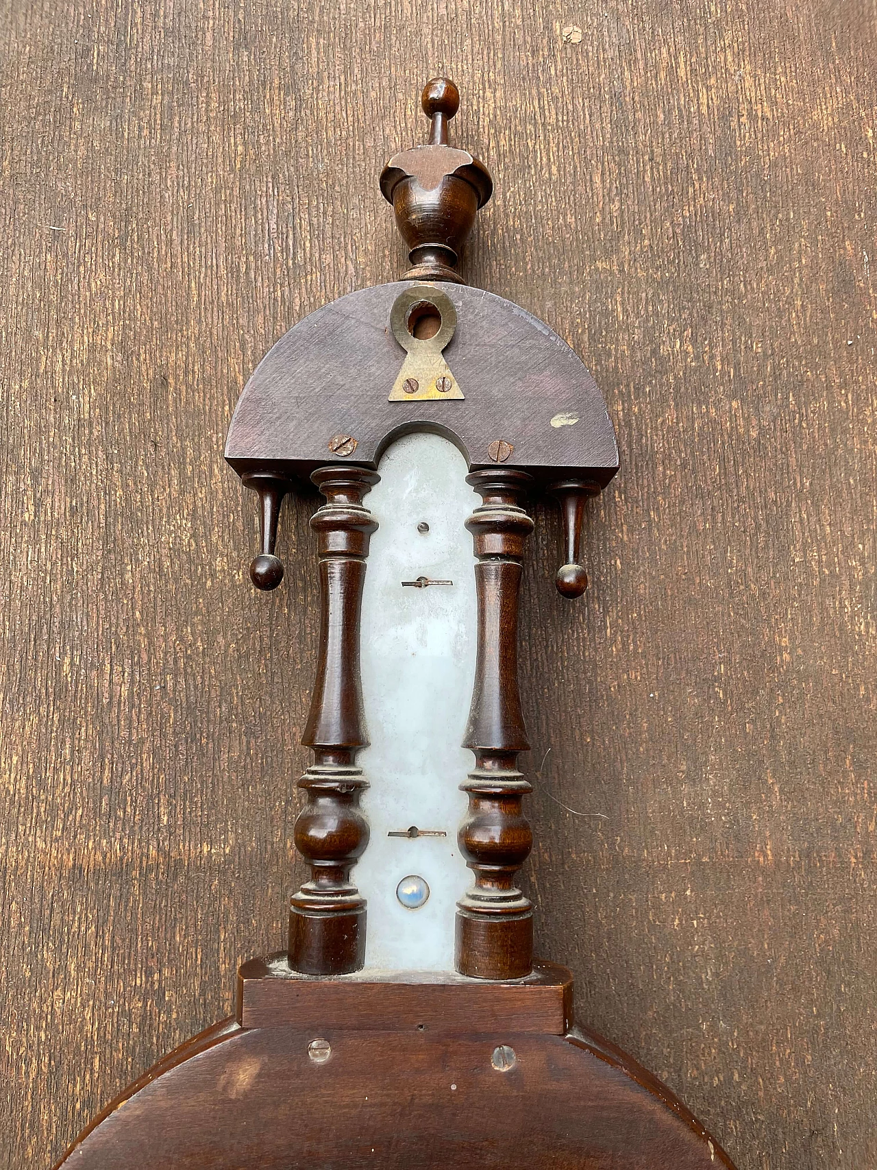Barometro in legno, ceramica e ottone, inizio '900 9