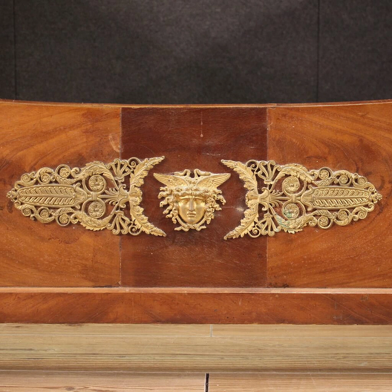 Empire wood bed with bronze and brass decorations, 19th century 6