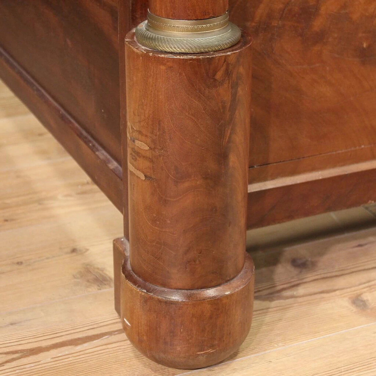 Letto Impero in legno con decorazioni in bronzo e ottone, '800 7