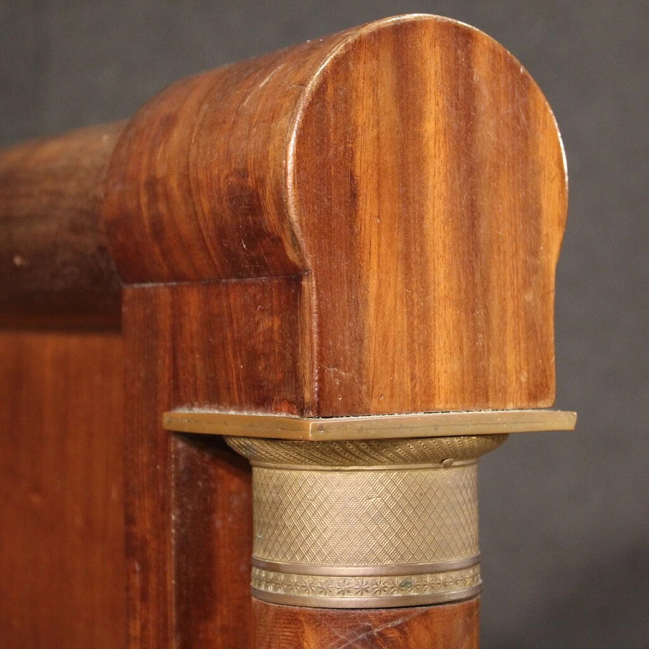 Letto Impero in legno con decorazioni in bronzo e ottone, '800 8