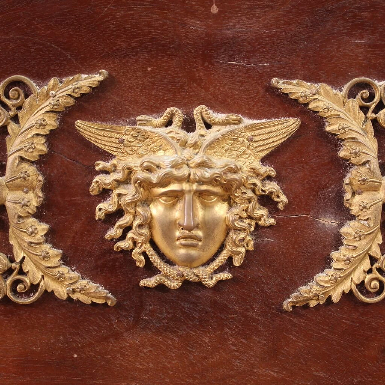 Letto Impero in legno con decorazioni in bronzo e ottone, '800 12