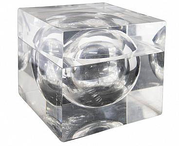Transparent plastic cube by Alessandro Albrizzi, 1970s