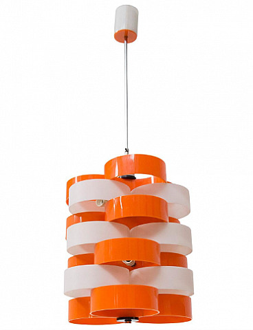 White and orange plexiglass chandelier, 1970s