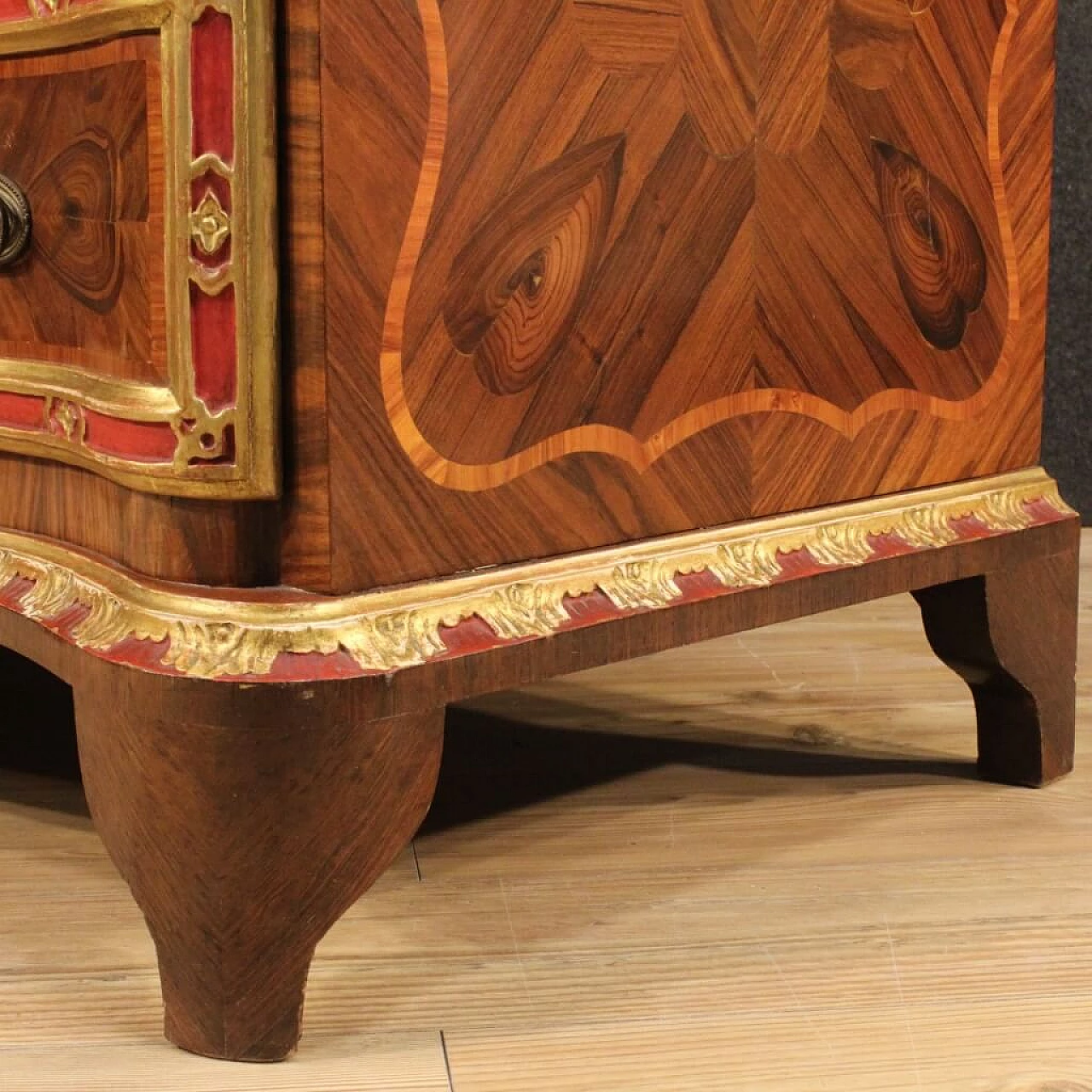 Genoese inlaid, lacquered and gilded wood dresser 10