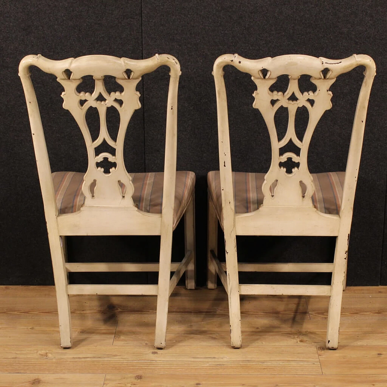 Pair of lacquered and gilded wood padded chairs 3