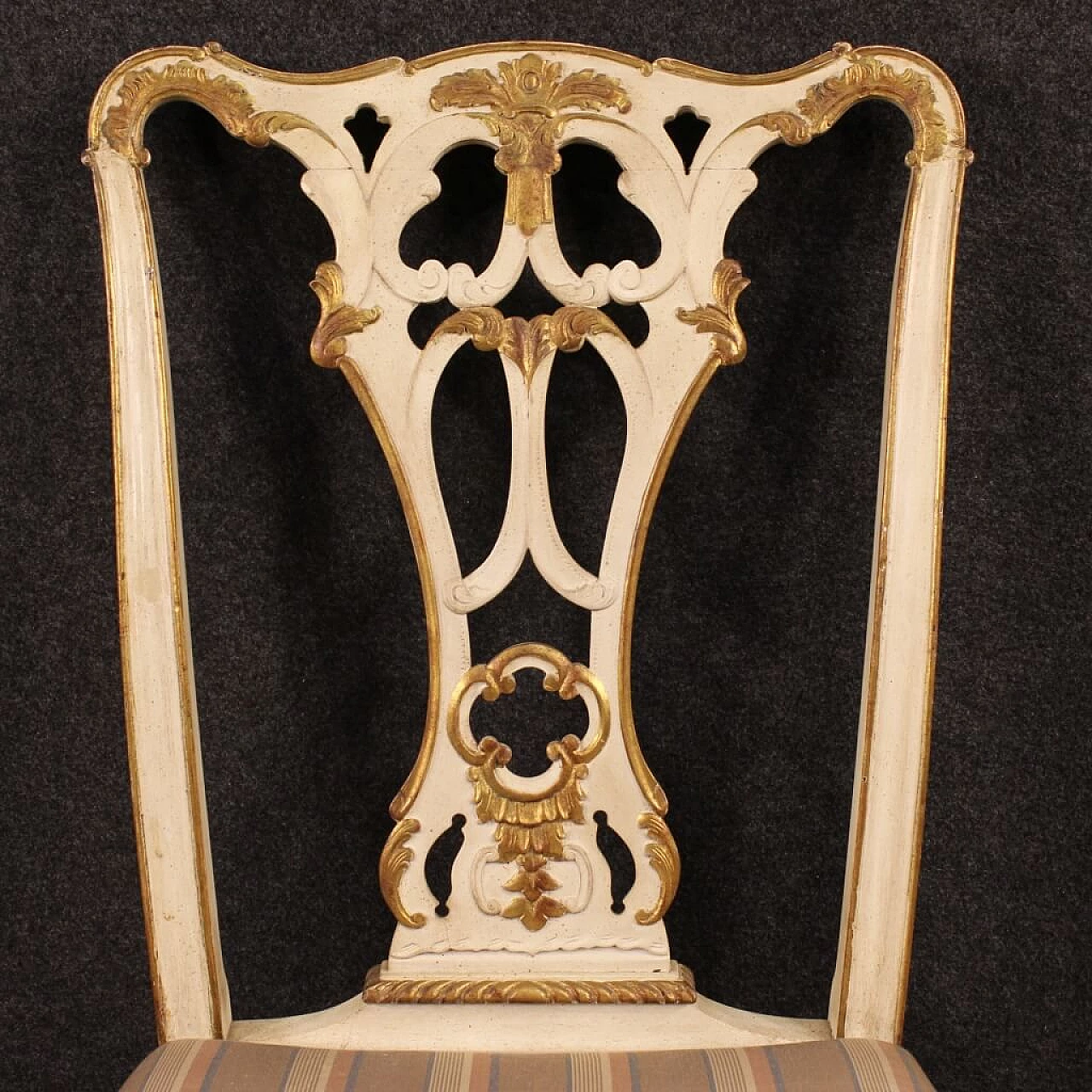 Pair of lacquered and gilded wood padded chairs 8