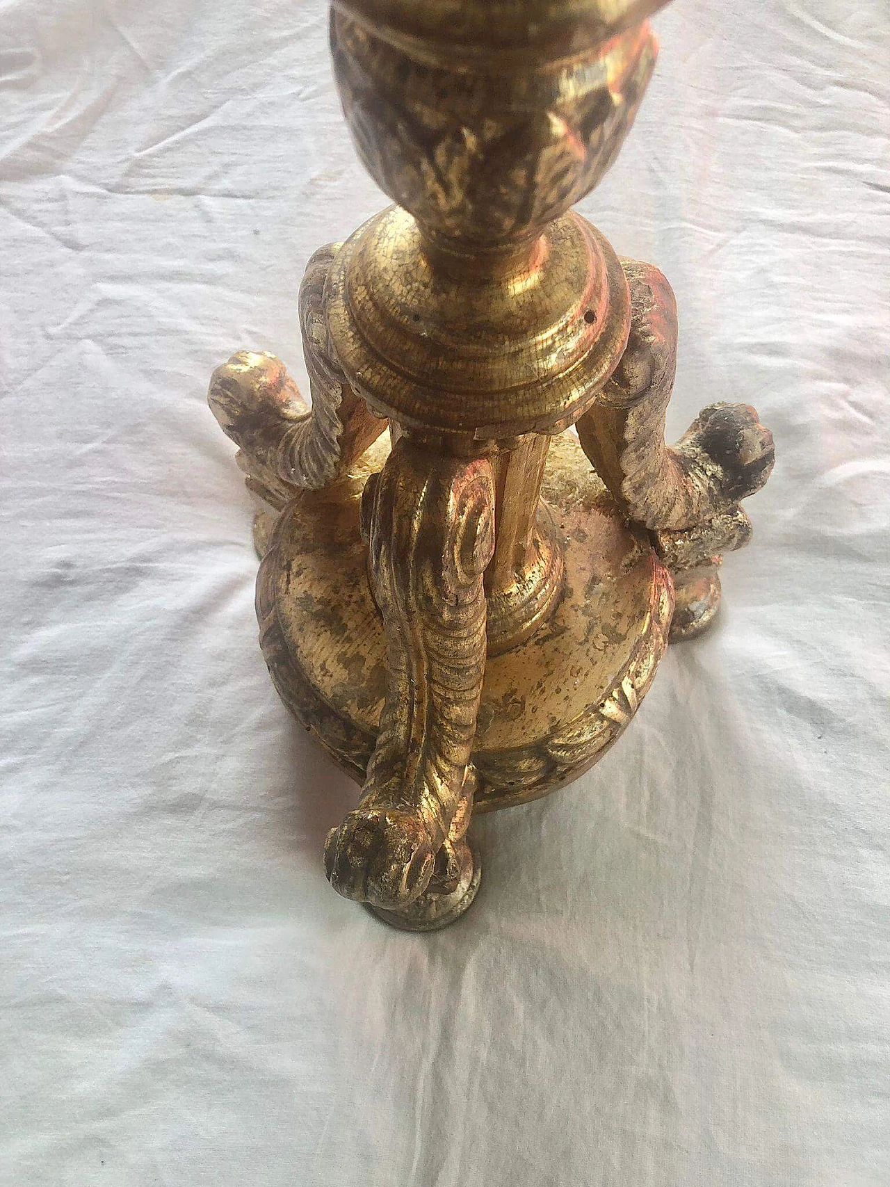 Carved and gilded wood candle holder, early 18th century 1