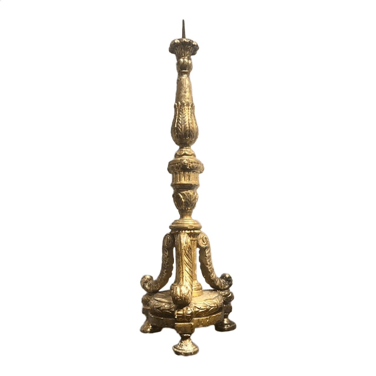 Carved and gilded wood candle holder, early 18th century 8