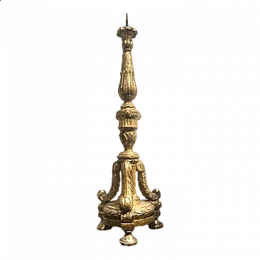 Carved and gilded wood candle holder, early 18th century