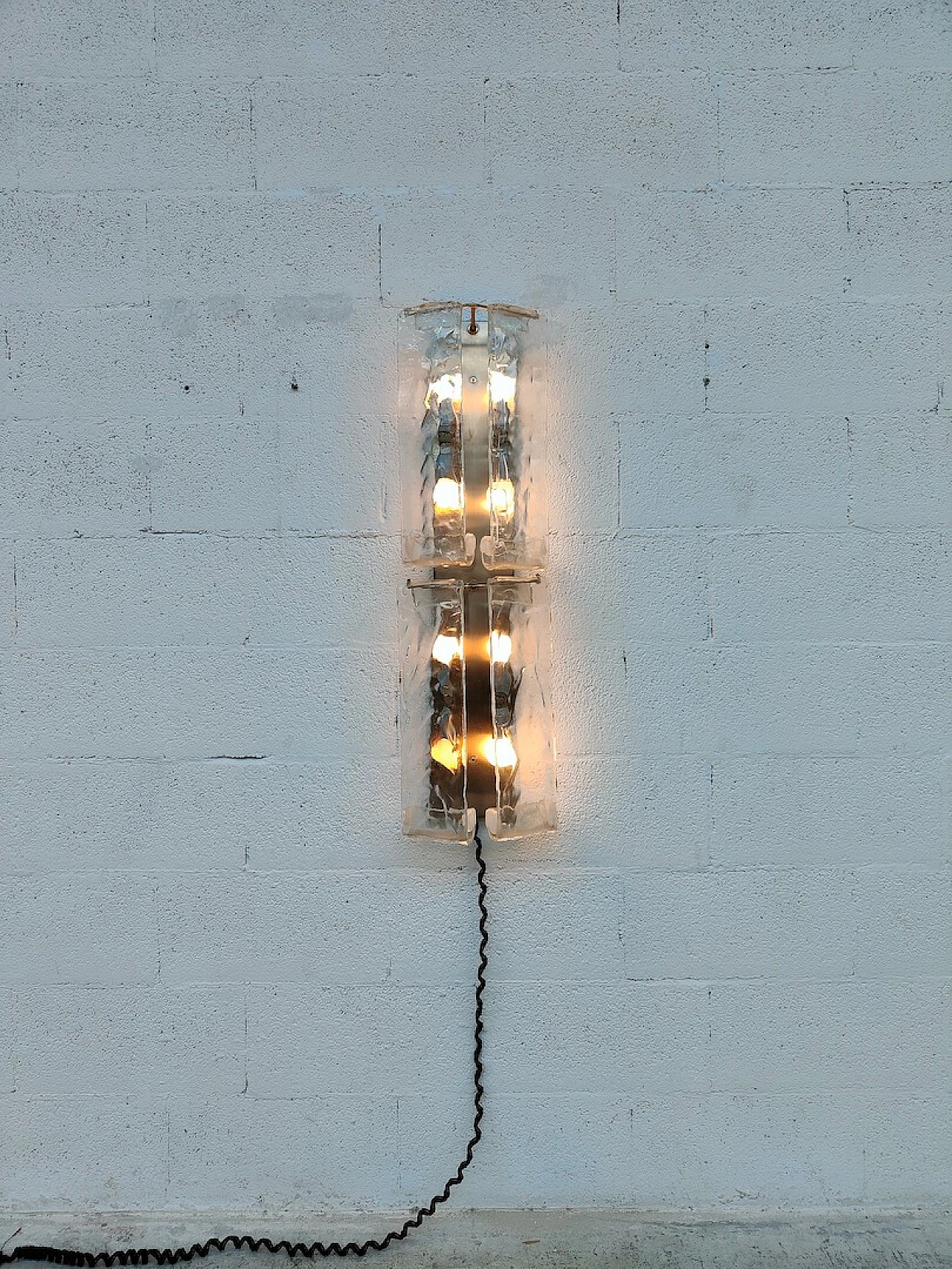 Glass and metal wall light by Carlo Nason for Mazzega, 1970s 4
