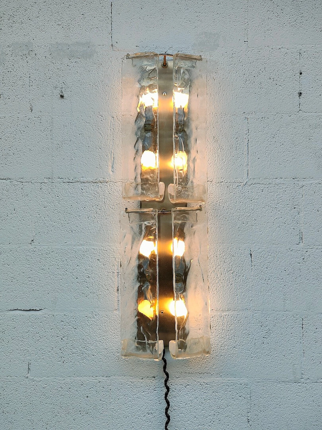 Glass and metal wall light by Carlo Nason for Mazzega, 1970s 5