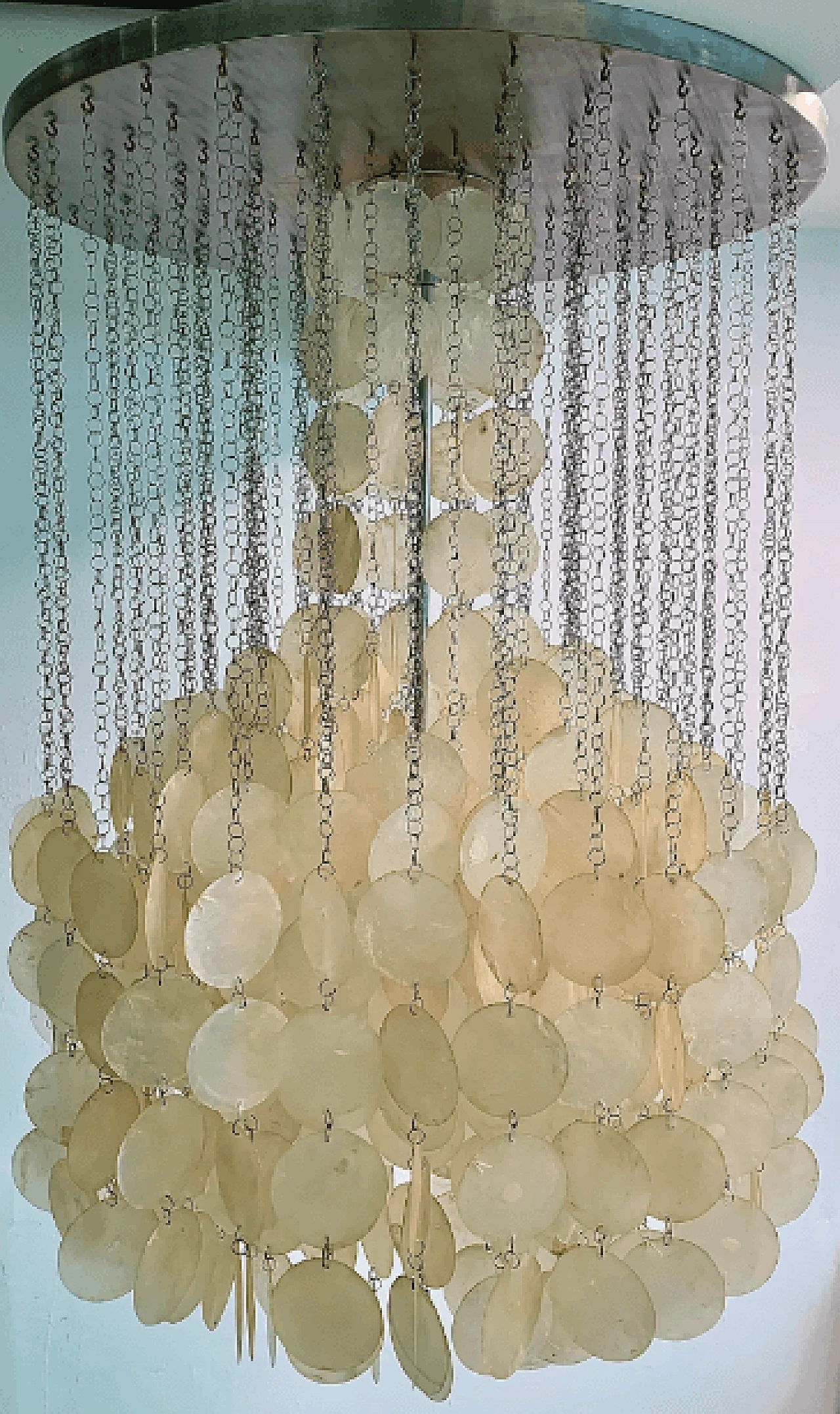 Metal and mother-of-pearl chandelier by Verner Panton, 1960s 7