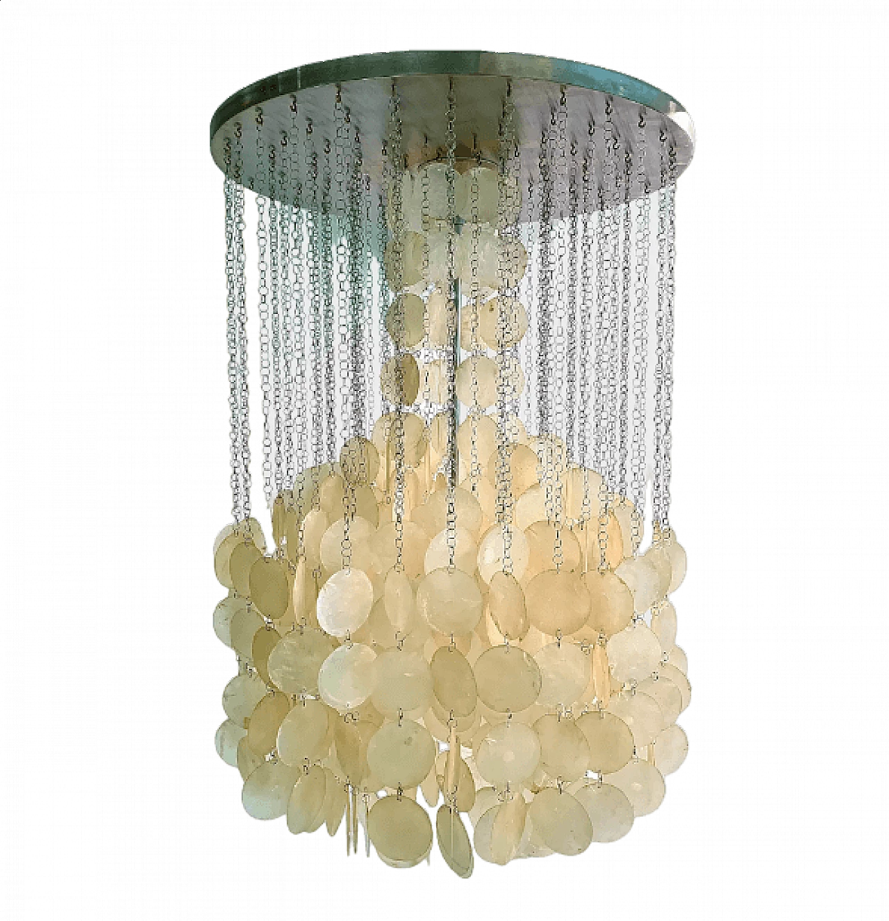 Metal and mother-of-pearl chandelier by Verner Panton, 1960s 9