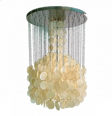 Metal and mother-of-pearl chandelier by Verner Panton, 1960s