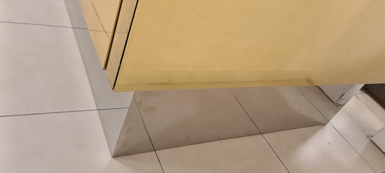 Brass, steel, wood and silk satin sofa, 1980s 7