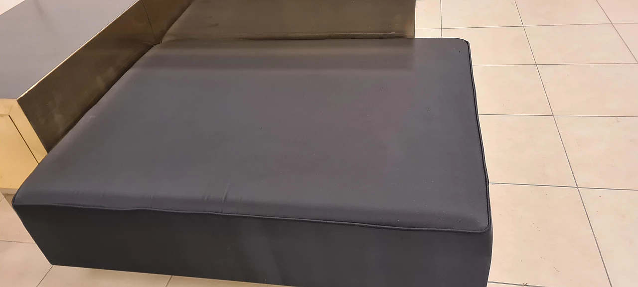 Brass, steel, wood and silk satin sofa, 1980s 13