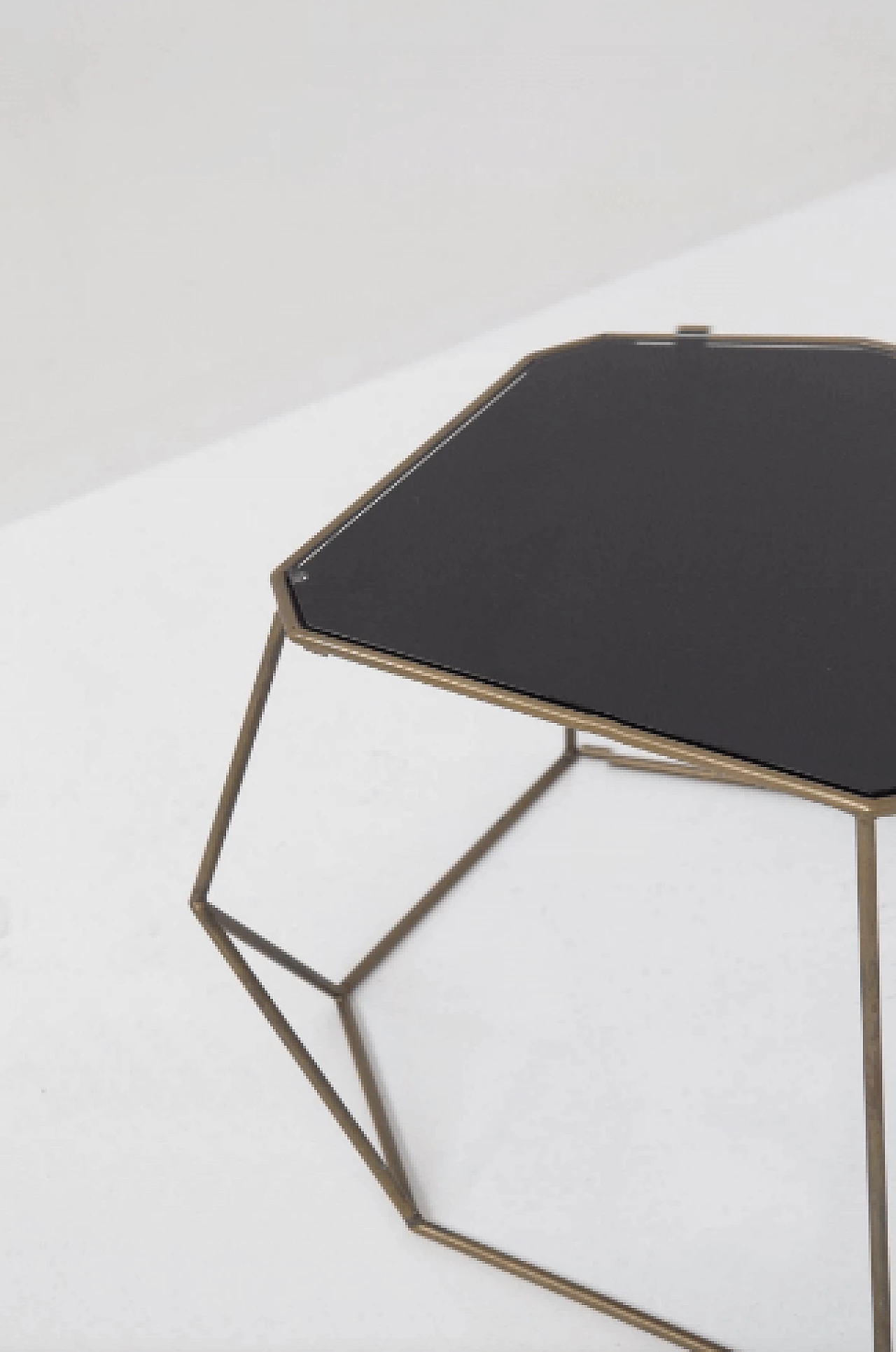 Pair of brass and black opaline glass coffee tables, 1990s 2