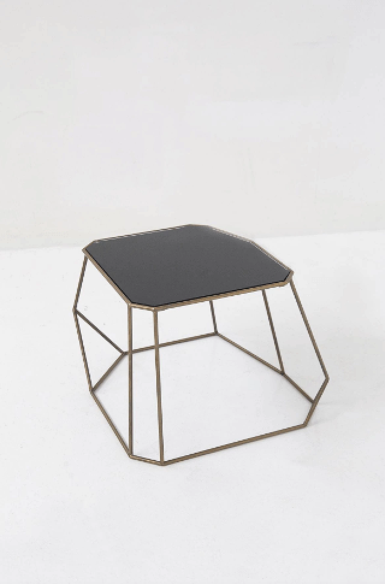 Pair of brass and black opaline glass coffee tables, 1990s 5